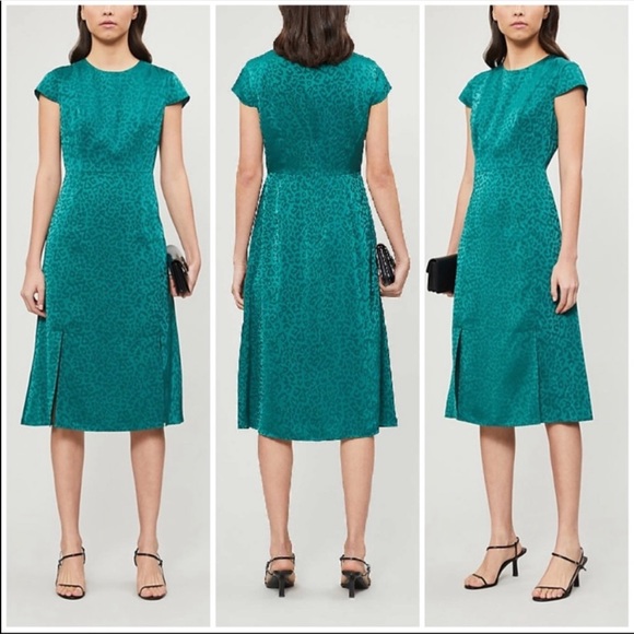 🎀NWT🎀Ted Baker Chic & Sleek Green Subtle Animal Print Midi Dress - Picture 3 of 16